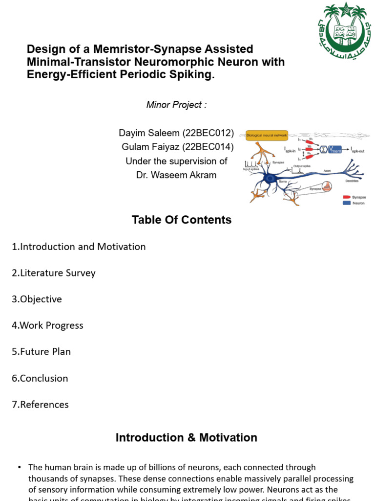 Memristor-Synapse Neuromorphic Neuron Design | PDF | Cmos | Mosfet