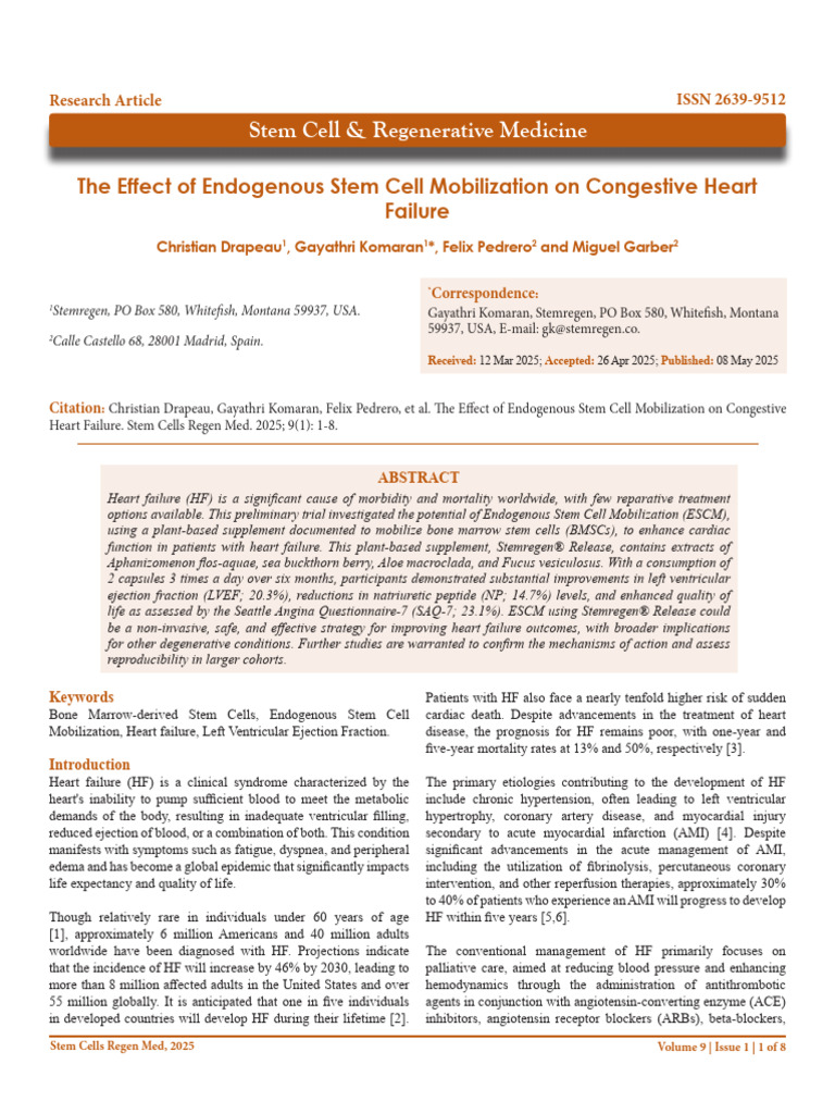 Endogenous Stem Cells in Heart Failure | PDF | Myocardial Infarction ...