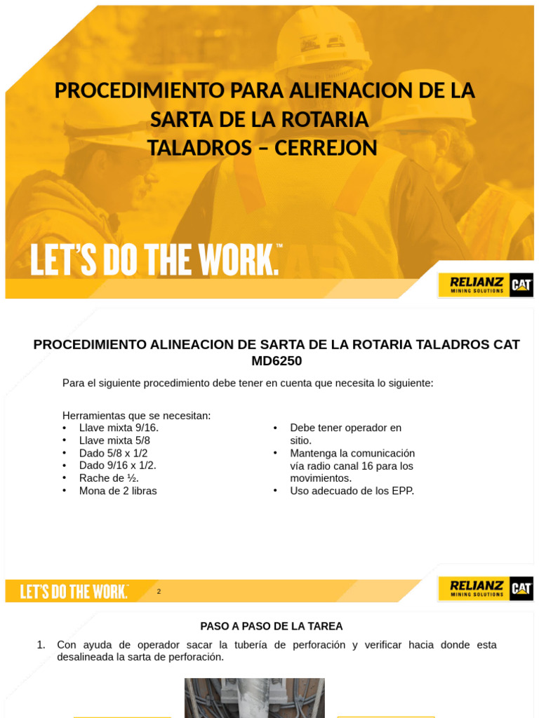 Procedimiento para Alineacion de La Sarta de La Rotaria | PDF ...