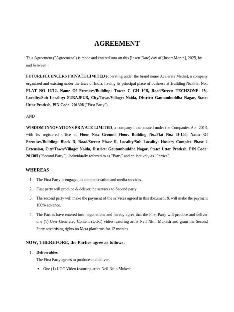 UGC Video Agreement with Advertising Rights | PDF | Mediation | Harassment