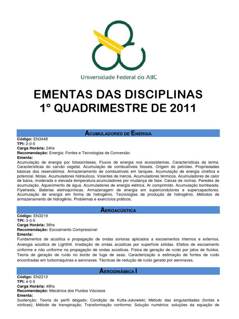 Ementas Das Disciplinas PDF Biologia Espectroscopia