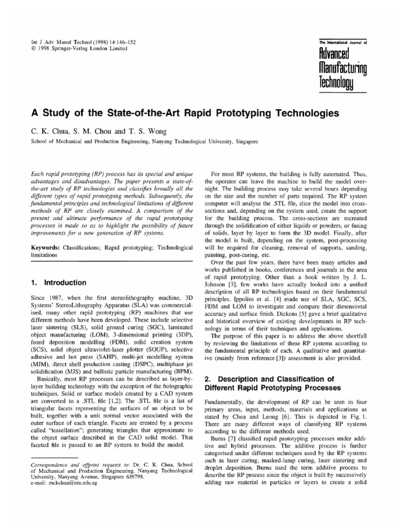 1a10004 A Study of The State-Of-The-Art Rapid Prototyping Technologies ...