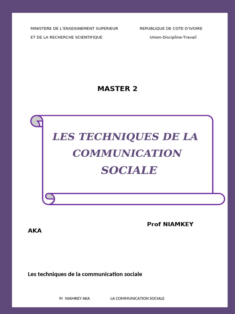 Techniques de Communication Sociale | PDF | Communication humaine ...