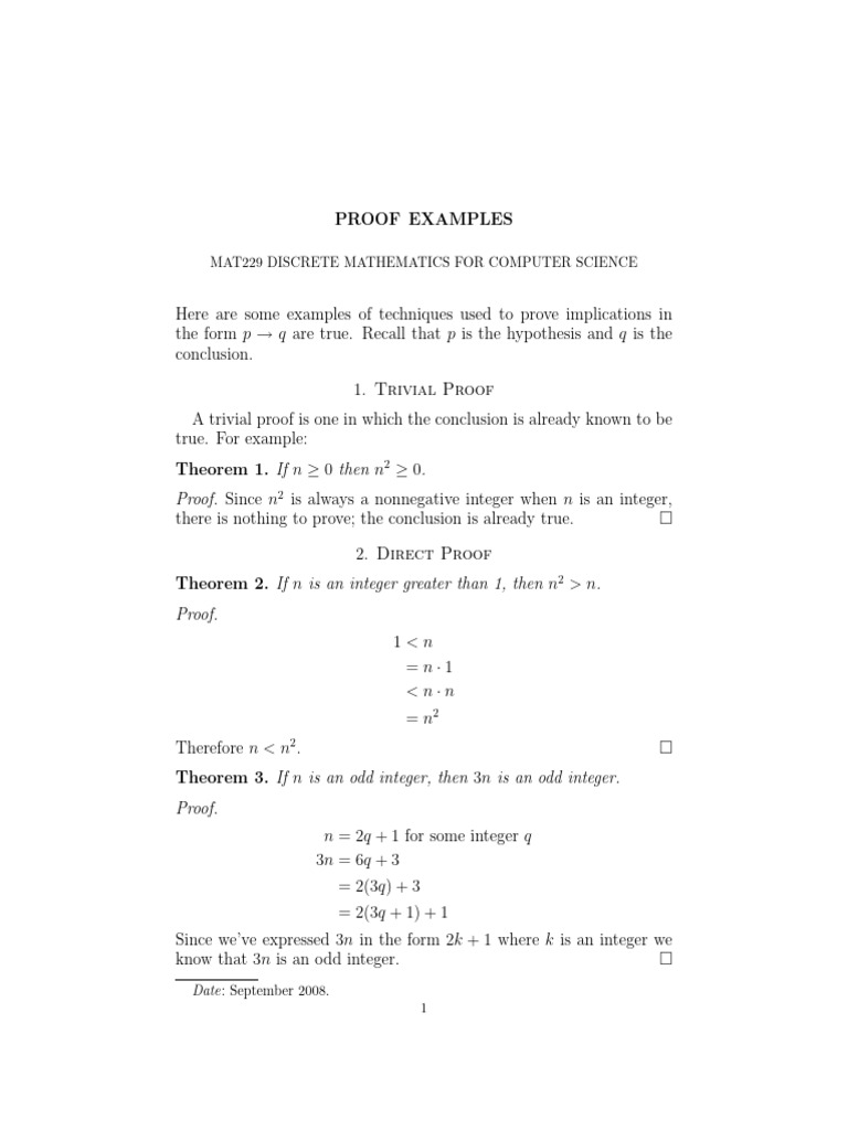 Examples of Mathematical Proofs | PDF | Mathematical Proof | Square Root