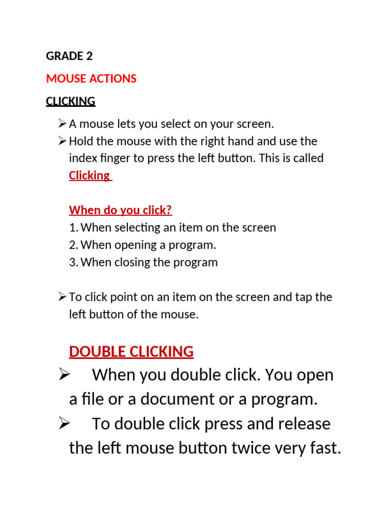 Mouse and Keyboard Basics for Kids | PDF
