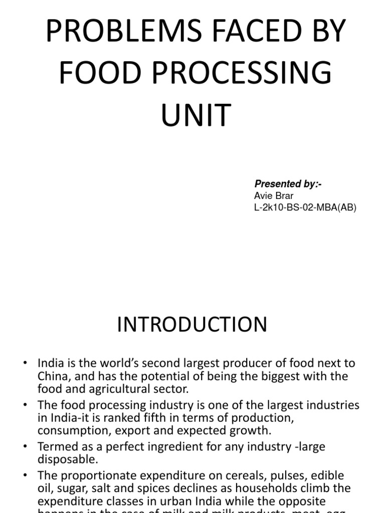 Food Processing Unit Problems PDF Foods Vegetables