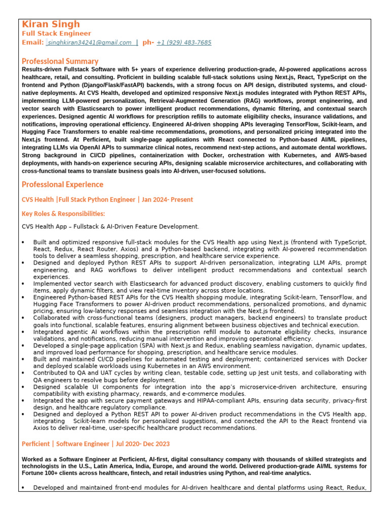 Updated Kiran Resume | PDF | Information Technology | Computing
