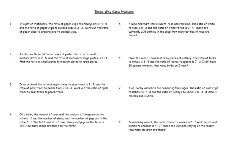 Solving Three-Way Ratio Problems | PDF