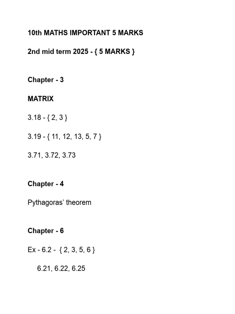 10th Imp 5 Marks | PDF