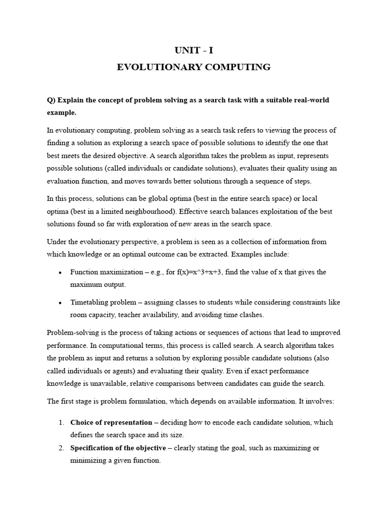Evolutionary Computing Unit - 1 (NIC) | PDF | Evolution | Natural Selection