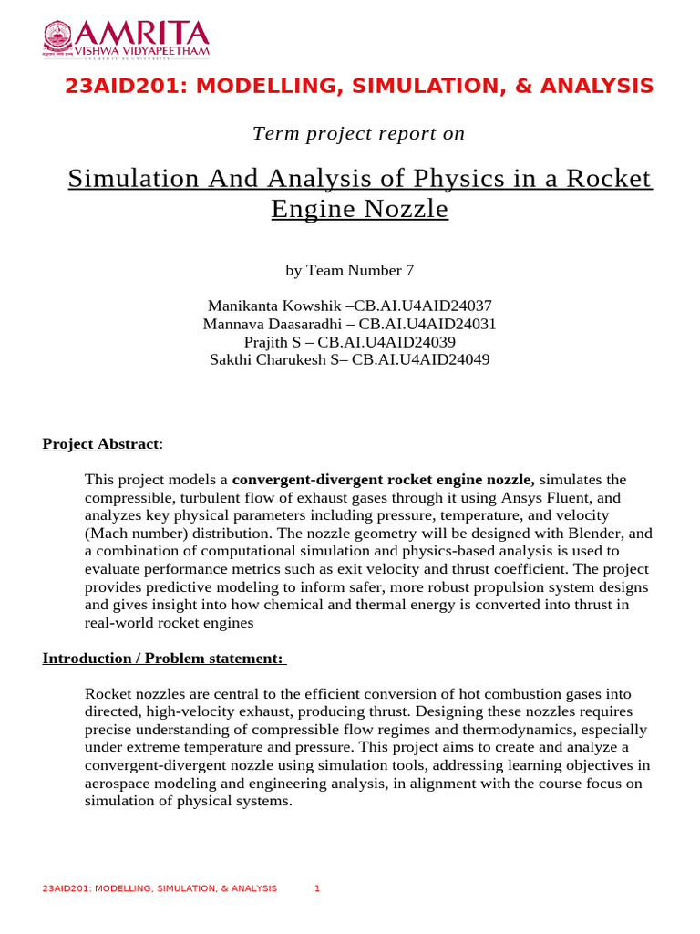 Rocket Engine Nozzle Simulation Report | PDF | Nozzle | Fluid Dynamics