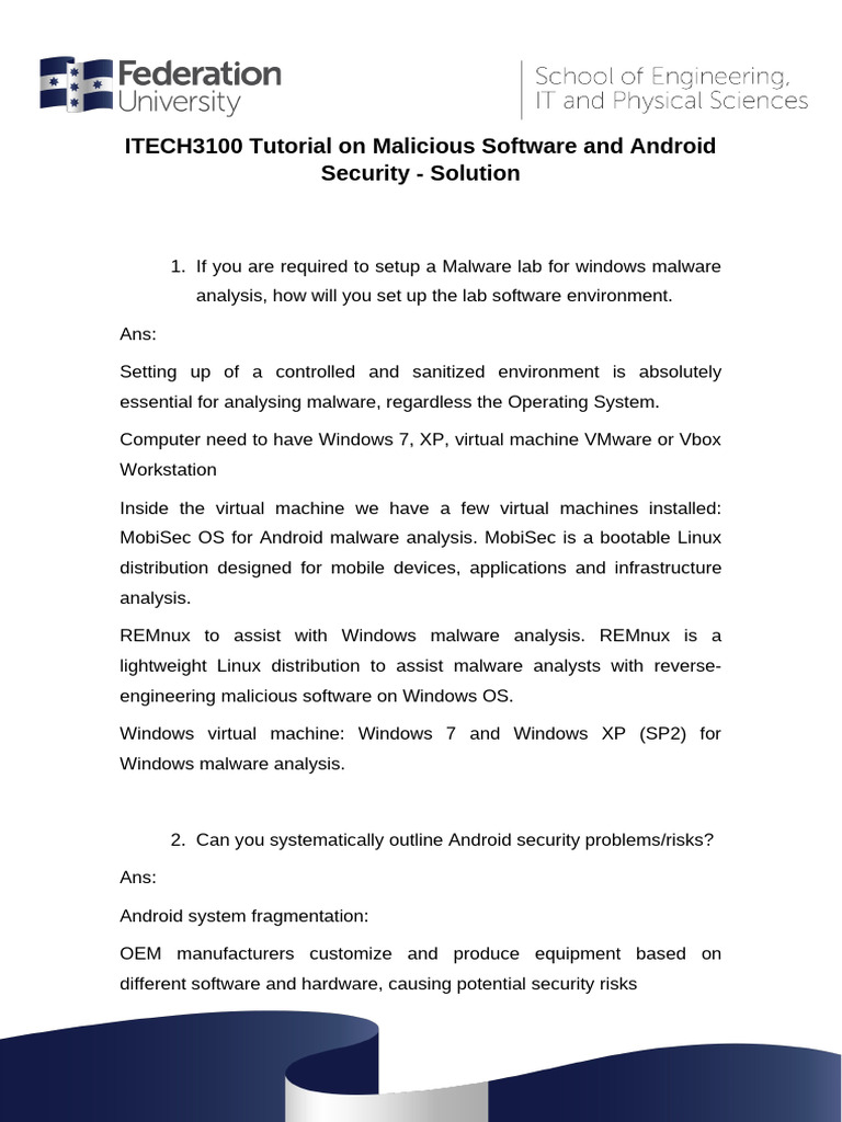 Android Malware Analysis and Security Guide | PDF | Android (Operating ...