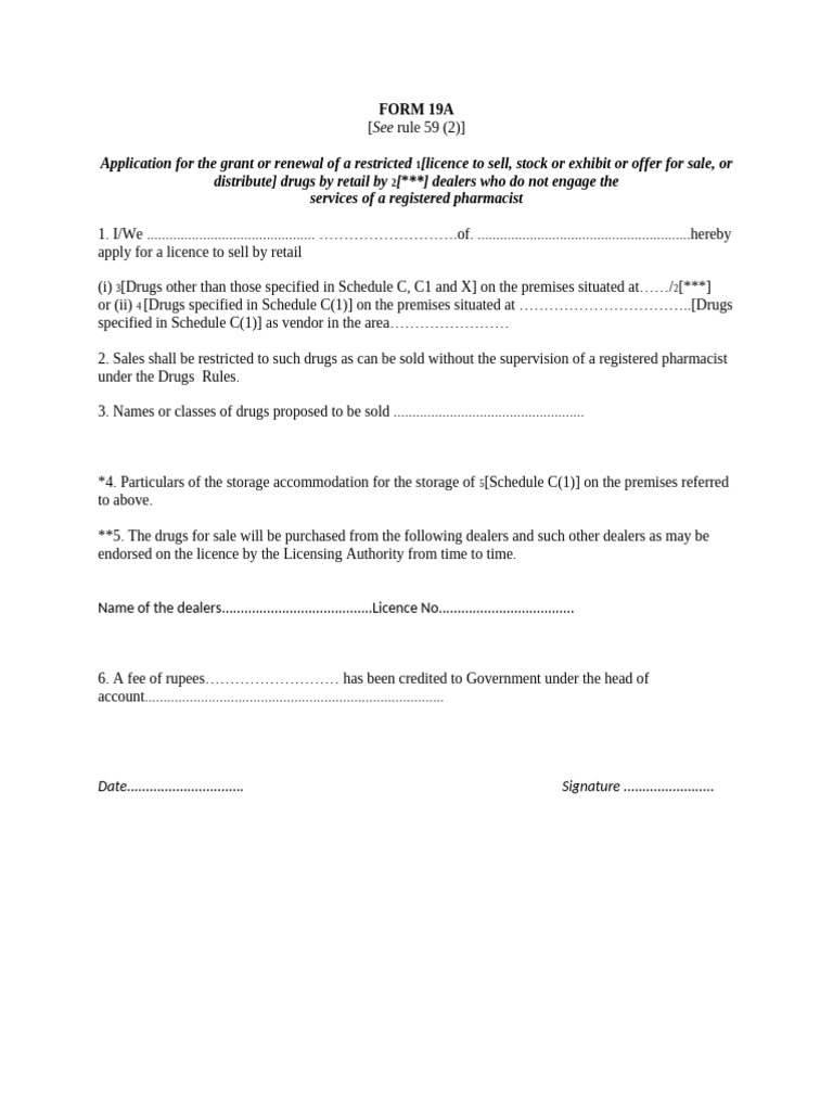 Application for Restricted Drug Licence | PDF