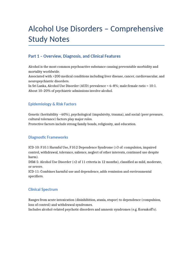 Alcohol Use Disorders: Diagnosis & Management | PDF | Mental Disorder ...