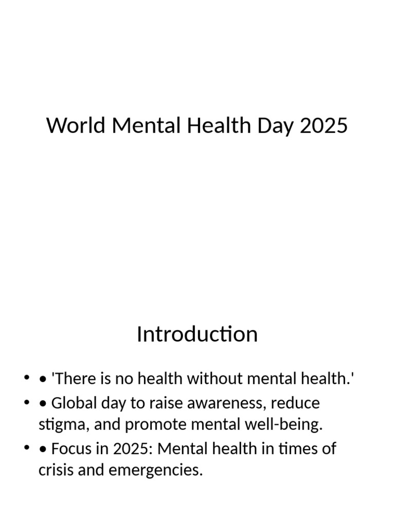 World Mental Health Day 2025 Overview | PDF | Mental Health ...