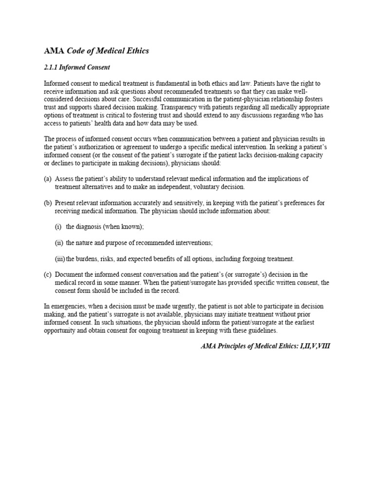 Informed Consent in Medical Ethics | PDF