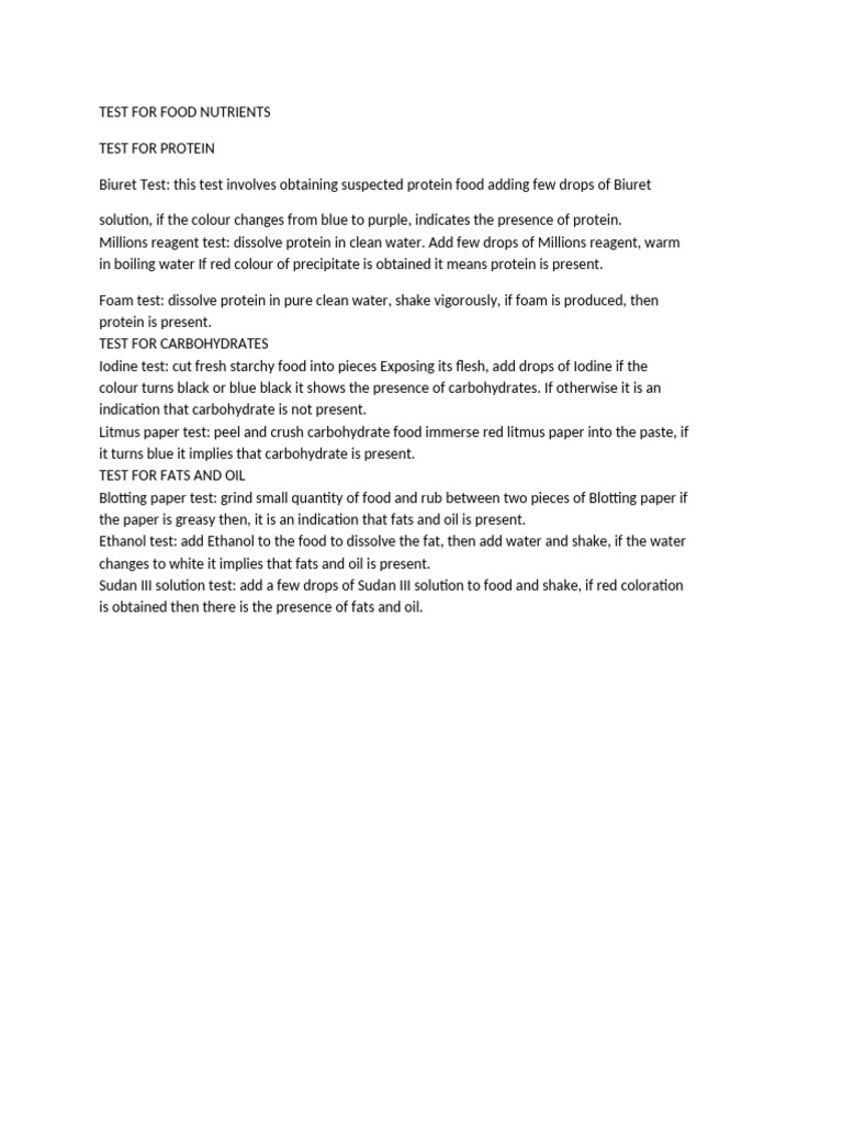 Food Nutrient Testing Methods | PDF