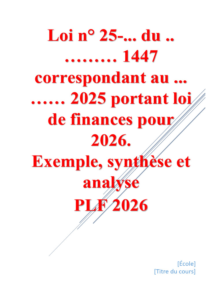 Loi de Finances 2026 : Synthèse et Analyse | PDF | Loi | Impôts
