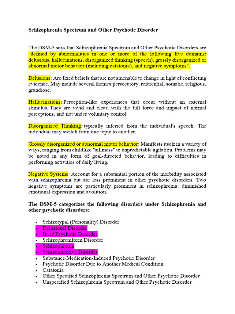 Schizophrenia Spectrum and Other Psychotic Disorder | PDF | Psychosis ...