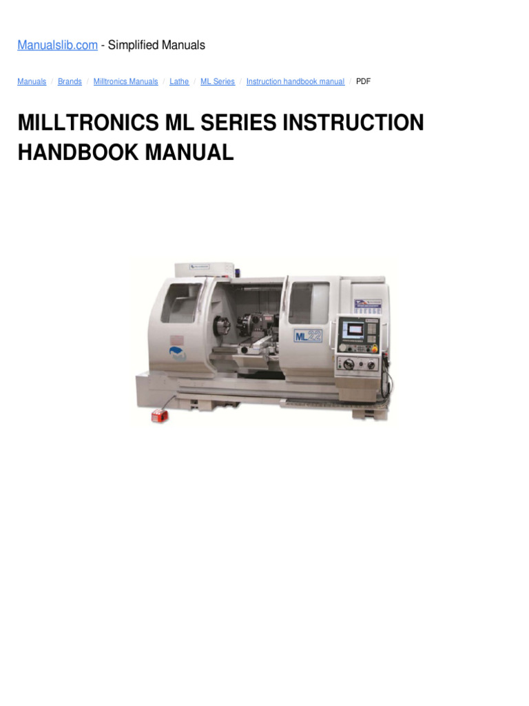 Milltronics ML Series Lathe Manual | PDF | Transformer | Machine Tool