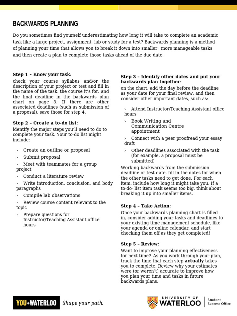 Effective Backwards Planning Guide | PDF | Function (Mathematics ...