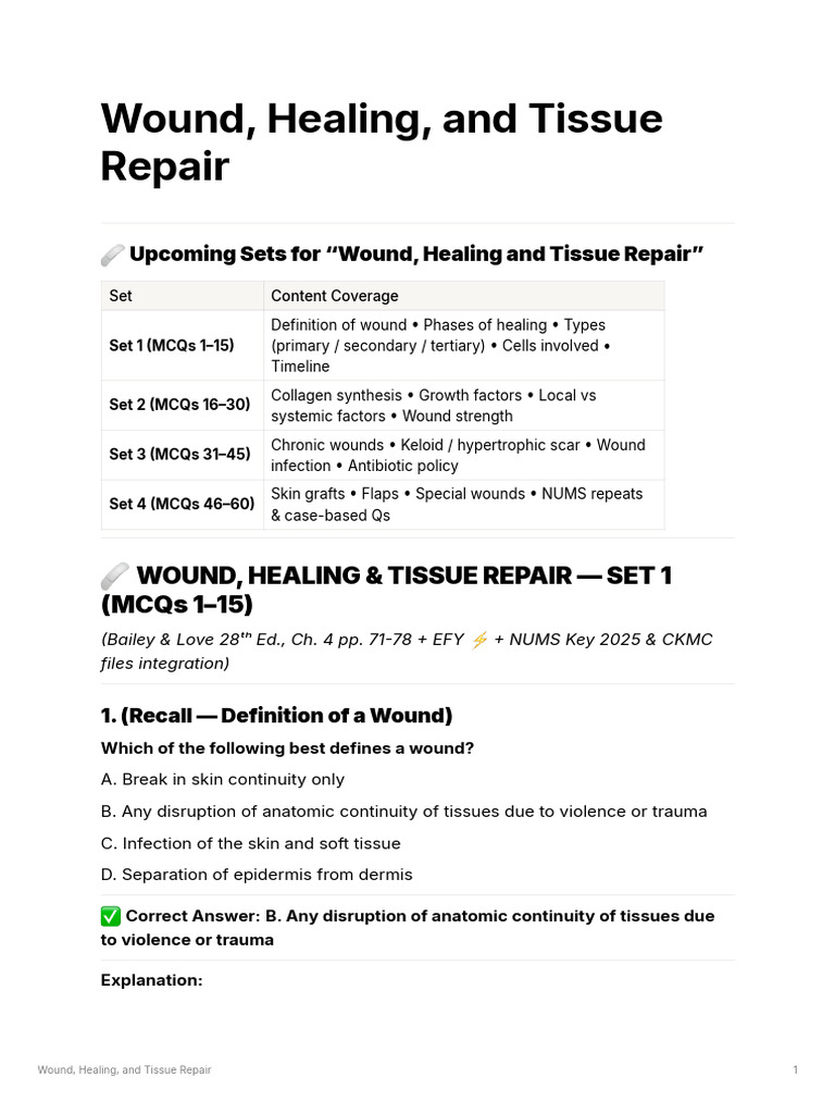 Wound Healing & Tissue Repair | PDF | Wound Healing | Healing