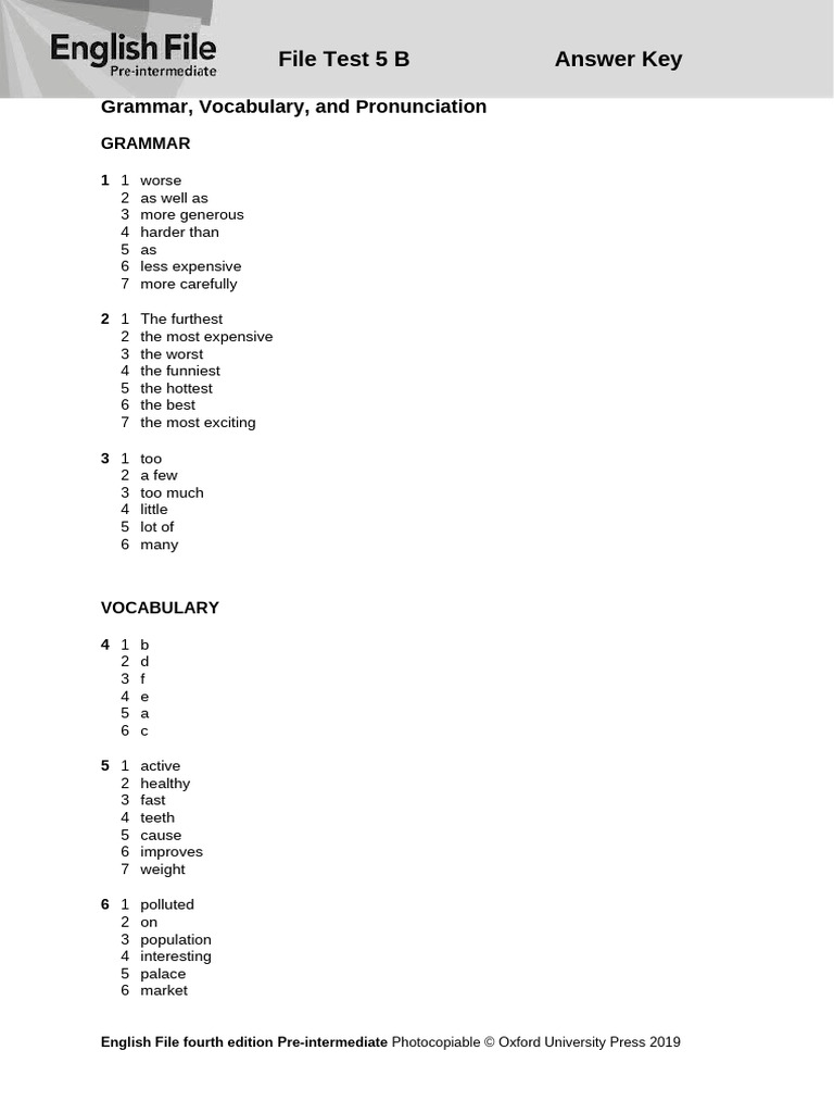 English File Pre-Intermediate Test 5B | PDF | Human Communication ...