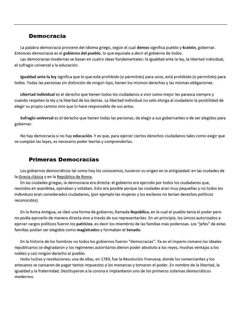 Fundamentos de la Democracia y Poderes del Estado | PDF | Democracia ...