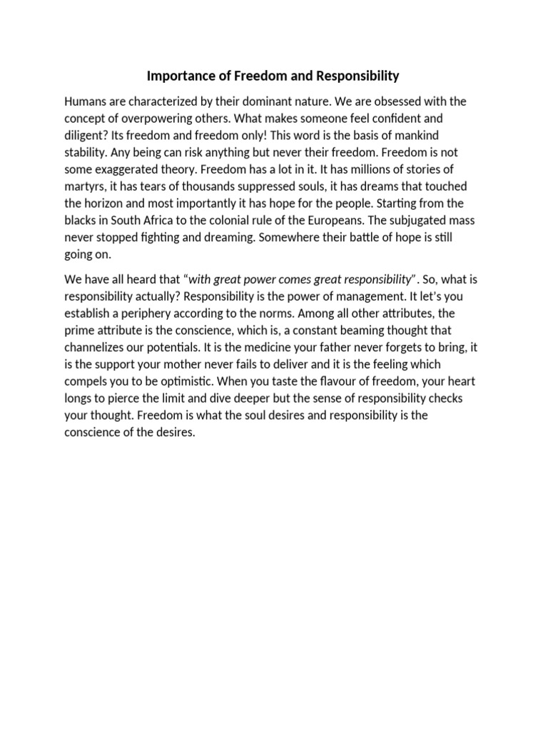 Freedom and Responsibility Explained | PDF
