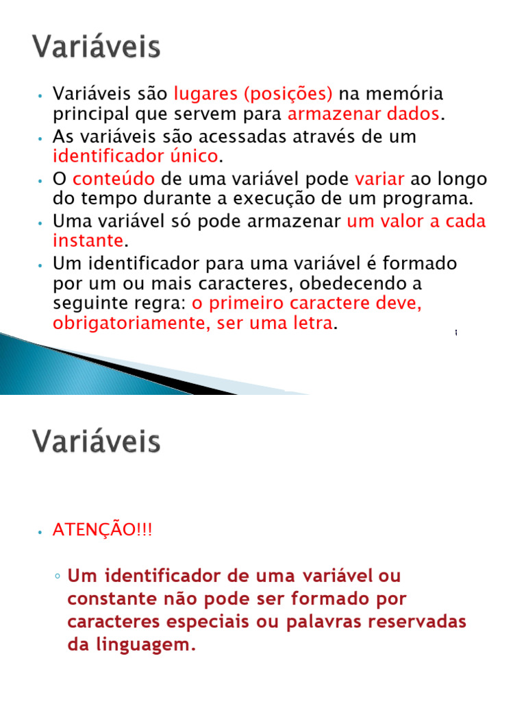 Variáveis e Estruturas no Arduino | PDF | Tipo de dados | Armazenamento ...