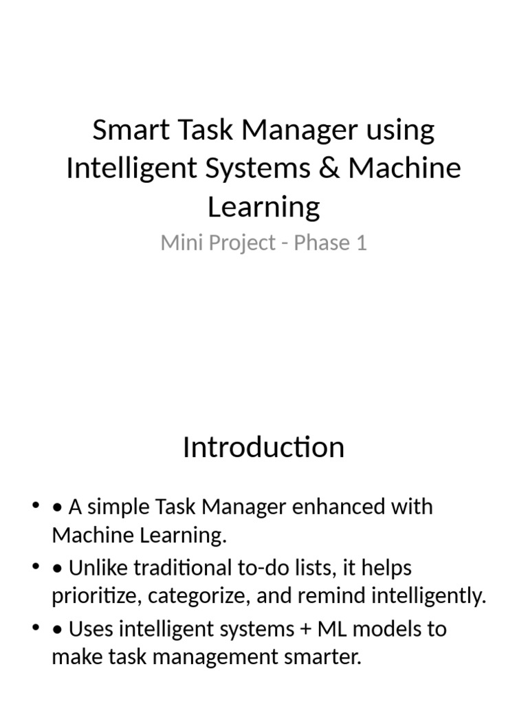 Smart Task Manager with ML Integration | PDF