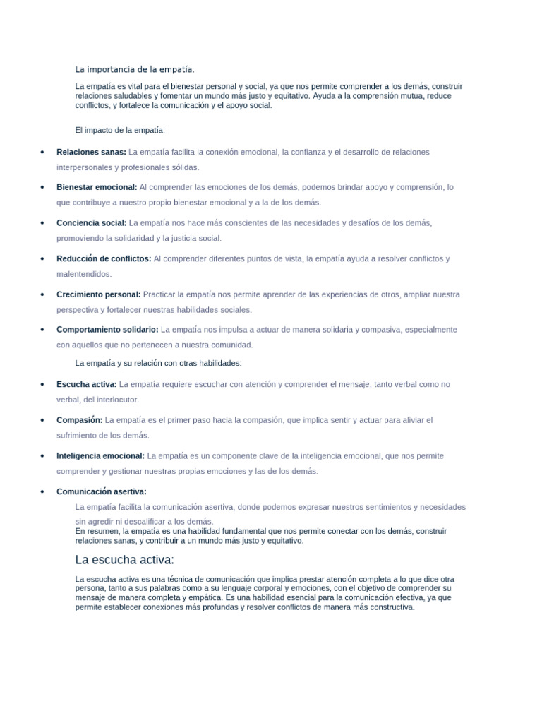 La importancia de la empatía en relaciones | PDF | Empatía | Las emociones