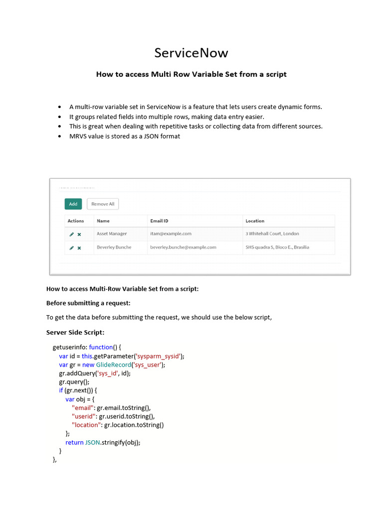 Servicenow Multi Row Variable Set Pdf
