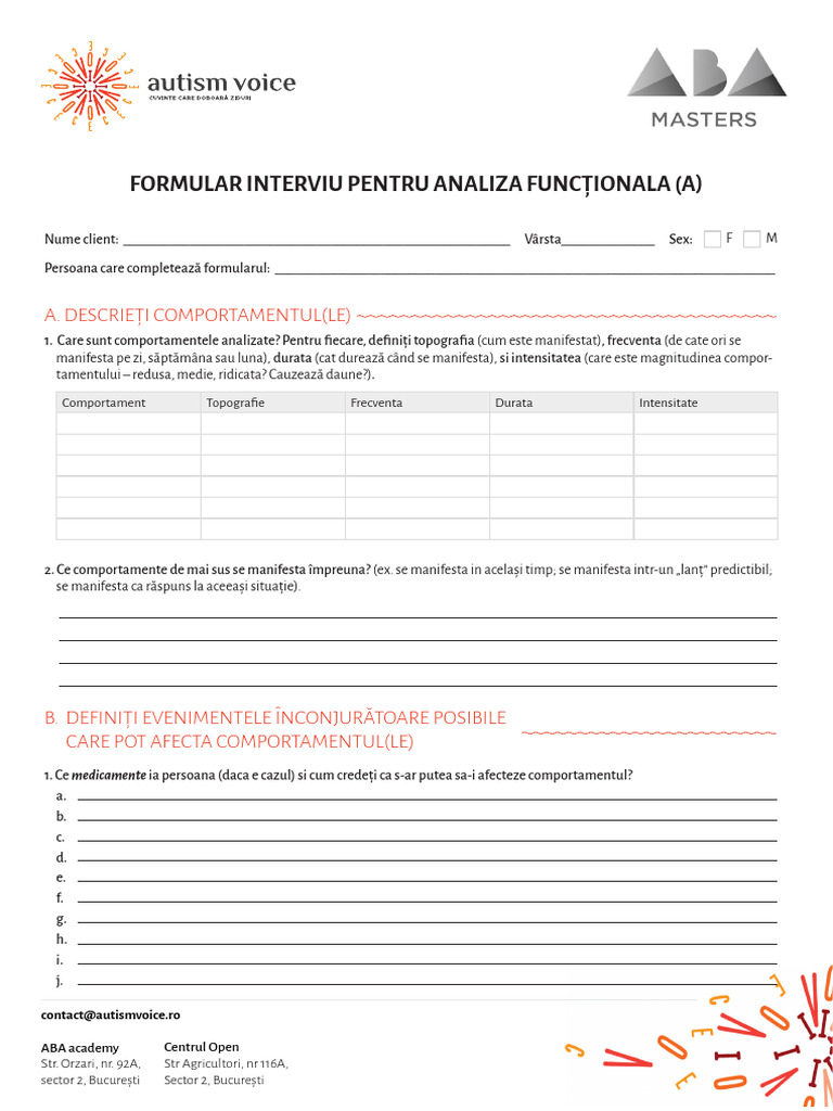 Functional Analysis Interview Form | PDF