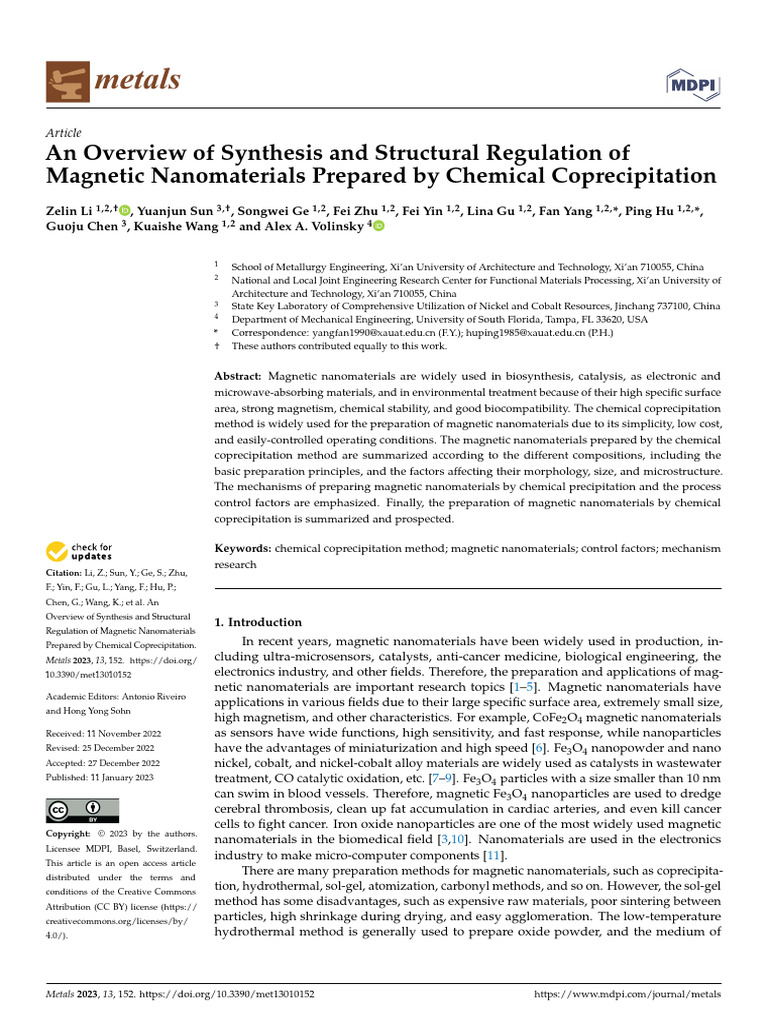 Overview of Magnetic Nanomaterials Synthesis | PDF | Nanoparticle ...
