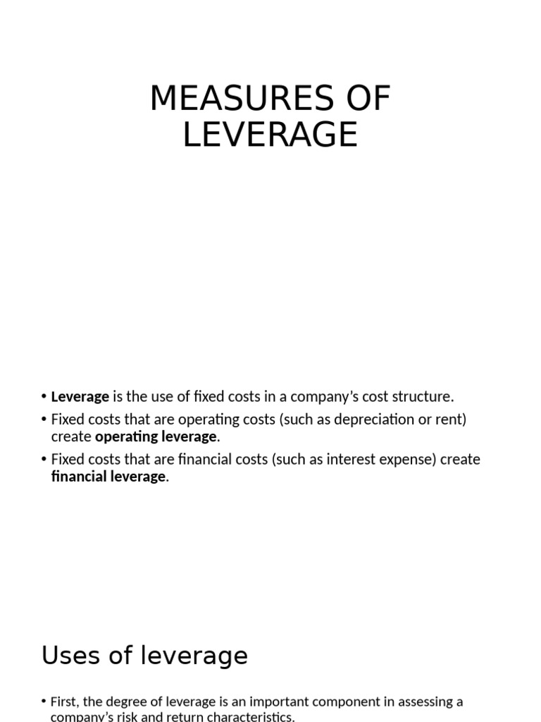 Lecture 5 Measures of Leverage | PDF | Leverage (Finance) | Behavioral ...