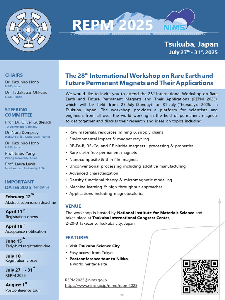 REPM 2025 Workshop in Tsukuba, Japan | PDF | Materials