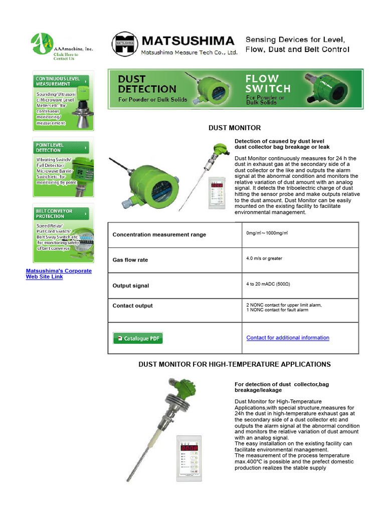 Matsushima - Devices For Dust and Material Flow Detection | PDF ...