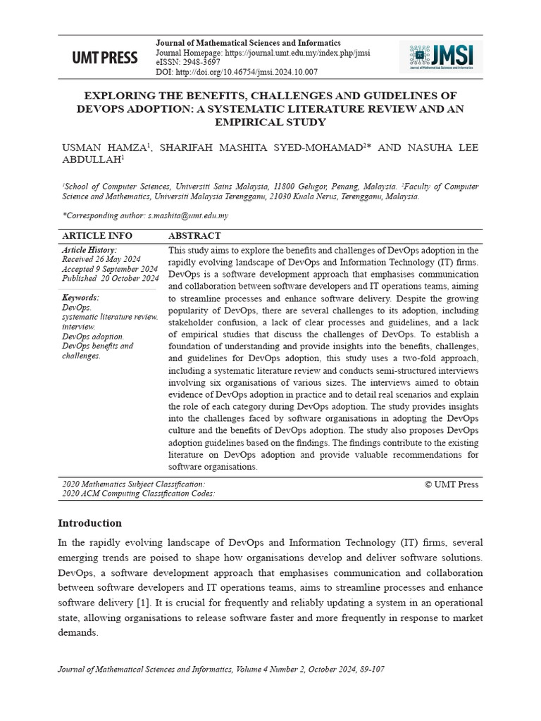 Benefits and Challenges of DevOps Adoption | PDF | Agile Software ...
