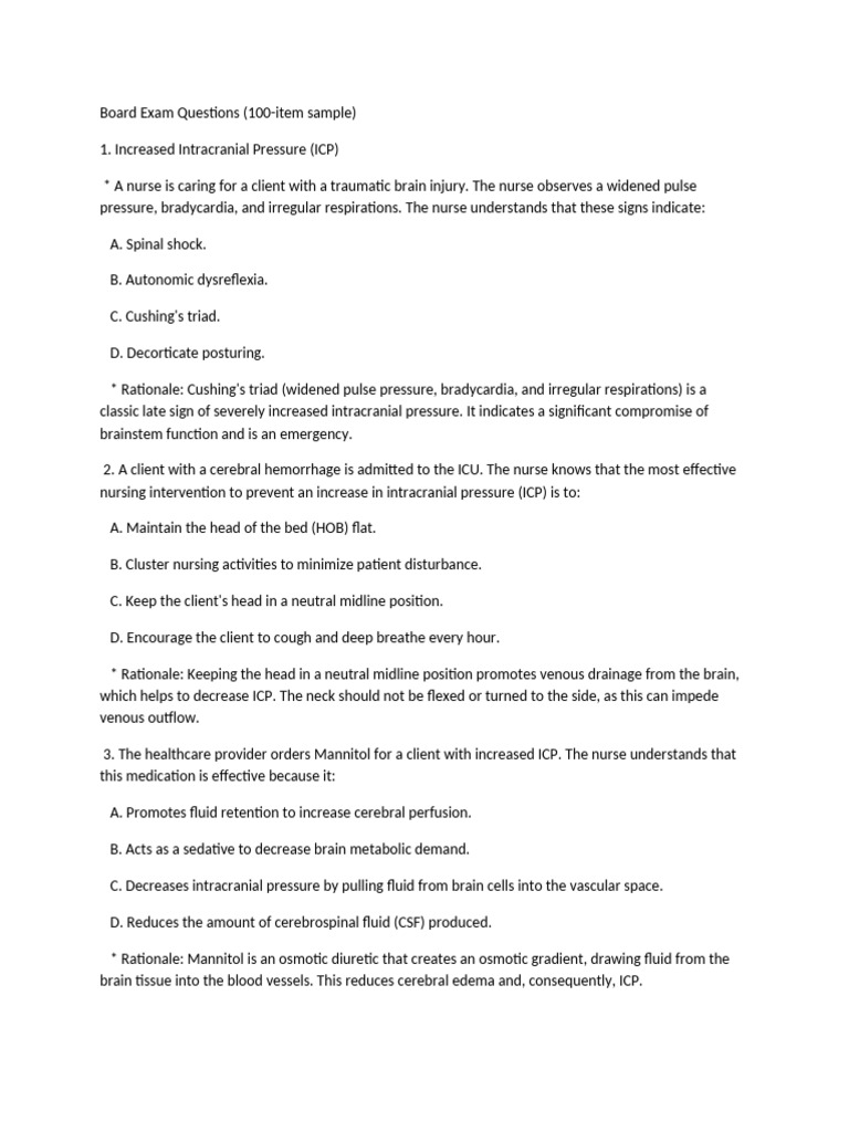 Sample Board Exam Questions on Neurology | PDF | Anatomical Terms Of ...