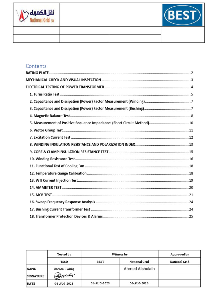 Madinah East Electrical Testing Report - 230807 - 092458 | PDF ...