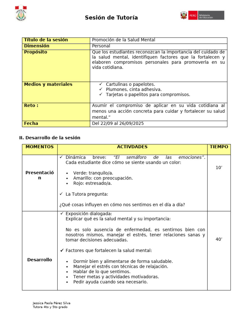 Promoción de la Salud Mental Escolar | PDF | Salud mental | Ciencias ...