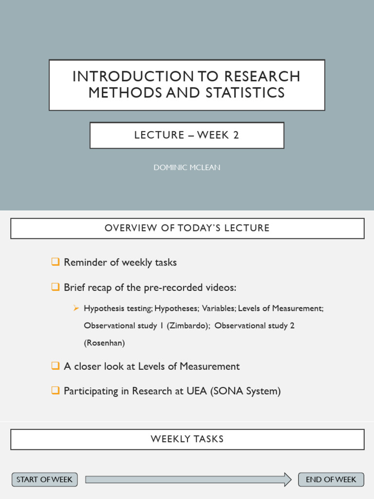 Week 2 Lecture - 2024-25 - For BB | PDF | Level Of Measurement | Hypothesis