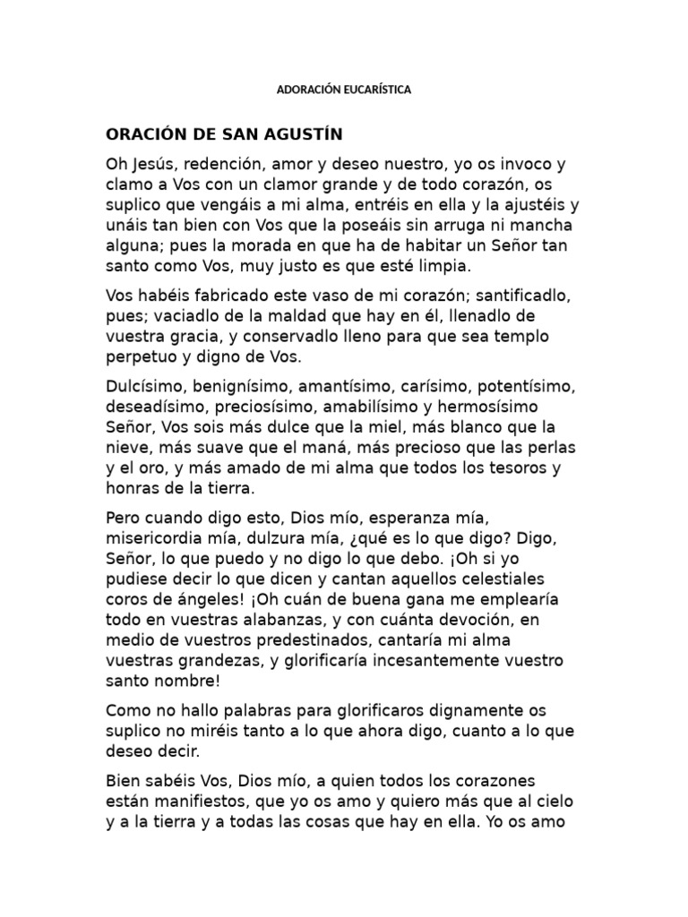 Oraciones de Adoración Eucarística | PDF | eucaristía | Amor