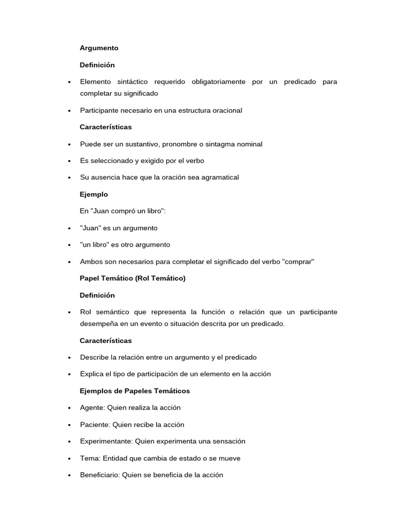 Estructura Argumental Del Verbo | PDF | Predicado (Gramática) | Verbo