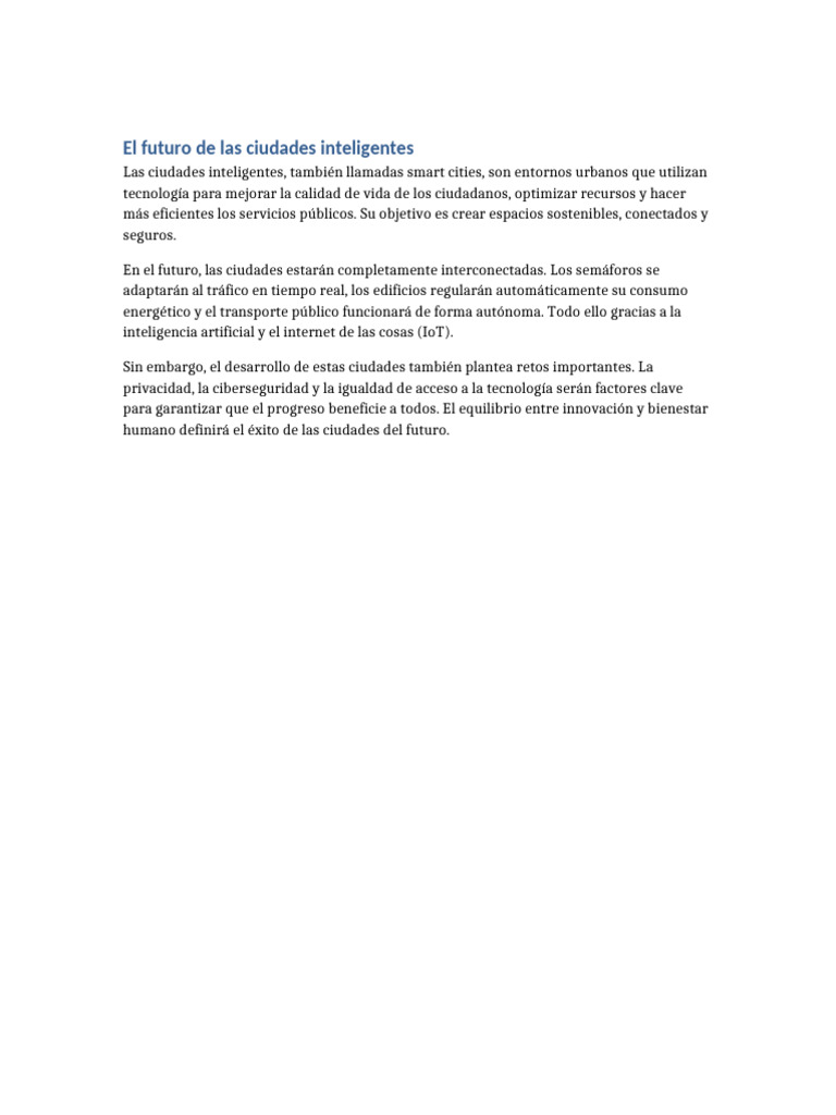 Futuro de las ciudades inteligentes | PDF