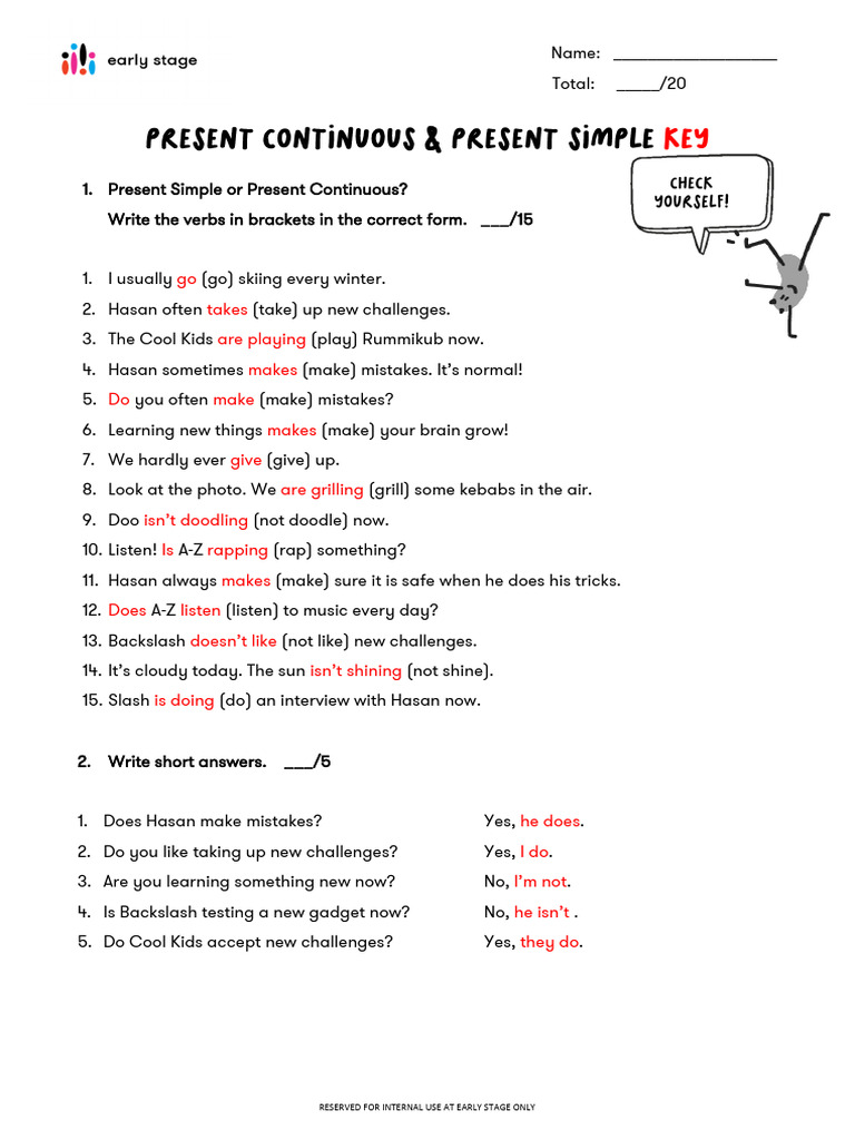 Present Simple vs. Continuous Practice | PDF