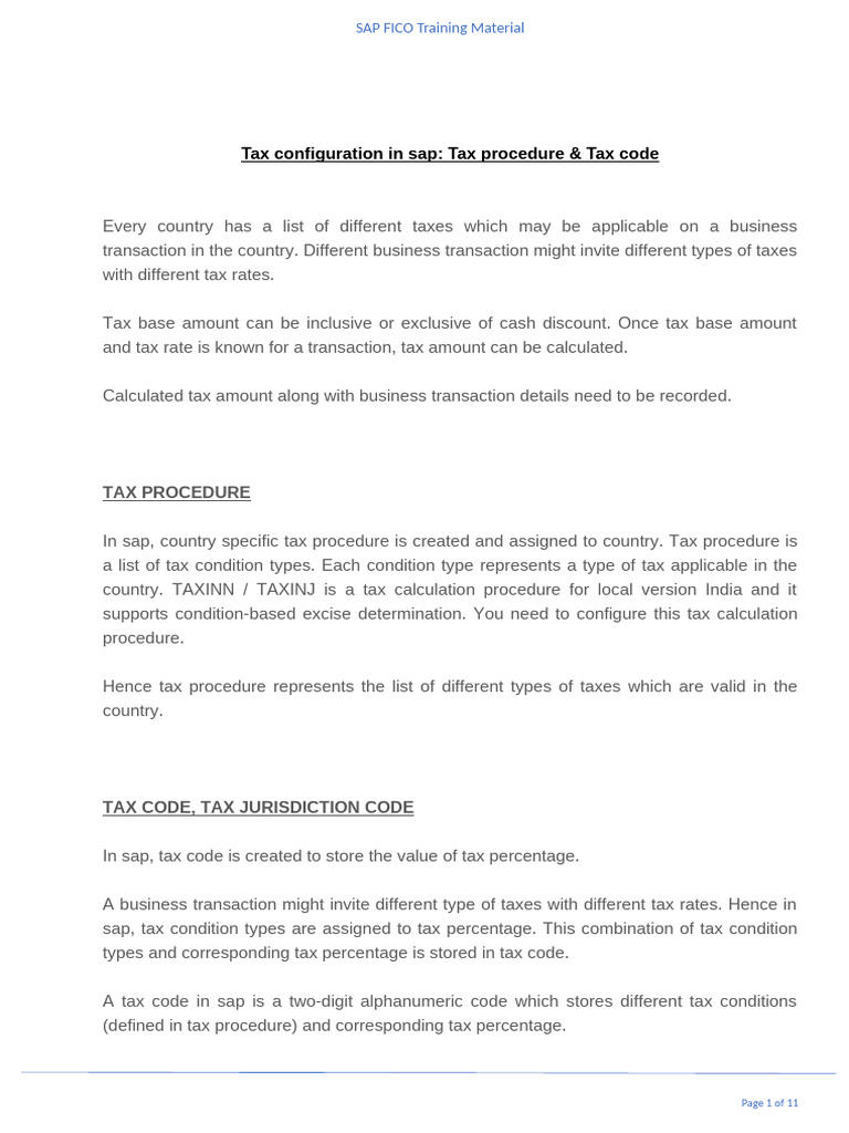 Tax Configuration in SAP FICO Guide | PDF | Taxes | Excise