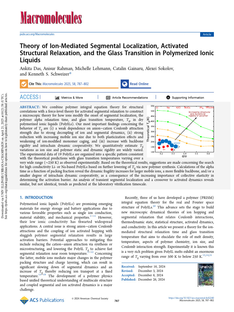 Ion-Mediated Dynamics in Polymerized Ionic Liquids | PDF | Polymers ...