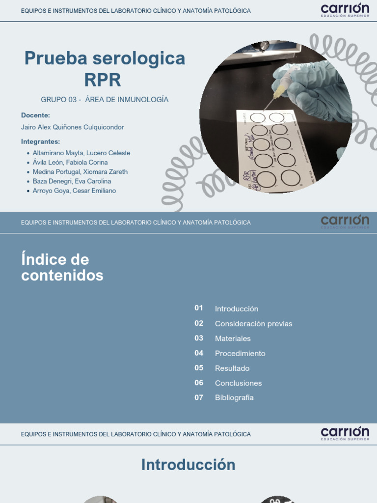 Prueba Serológica RPR para Sífilis | PDF | Laboratorios | Las bacterias